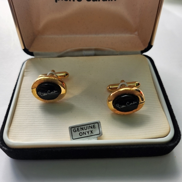 Pierre cardin cufflinks Genuine Onyx - Picture 3 of 7